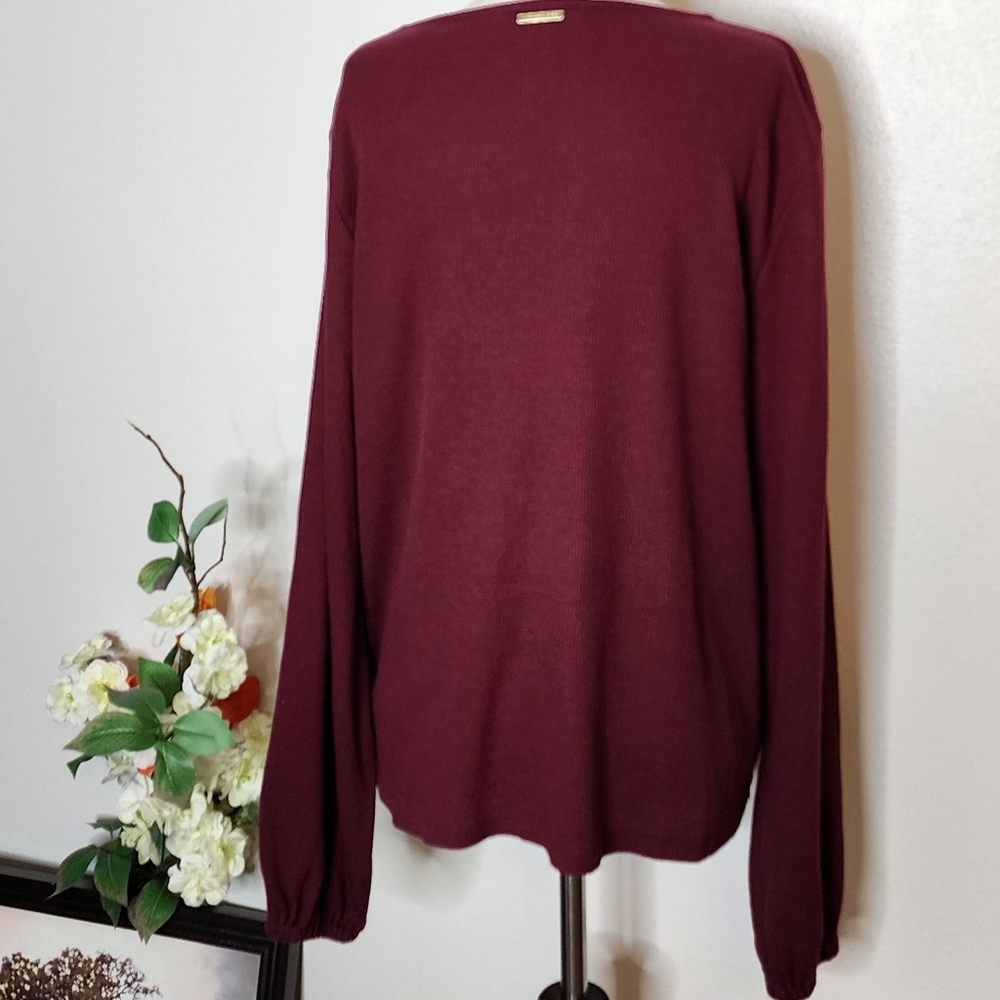 Michael Michael Kors Mini Waffle Top Hip Tie Knot Accent Blouse Designer - Picture 9 of 12